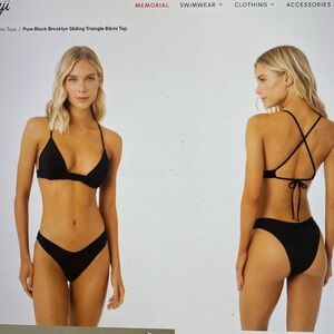 NWT Maaji Pure Black Brooklyn Sliding Triangle Bikini Size S Reversible Floral